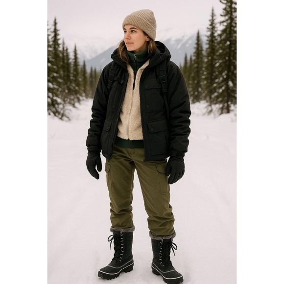 New JBU Sabine Ladies Water Resistant Winter Boot Black Lace Up Faux Fur Cozy - Picture 6 of 7